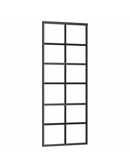 Porta Scorrevole con Ferramenta Nera 76x205 cm in Vetro ESG