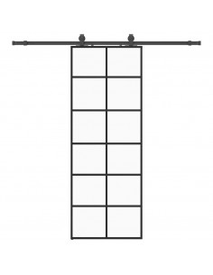 Porta Scorrevole con Ferramenta Nera 76x205 cm in Vetro ESG 2