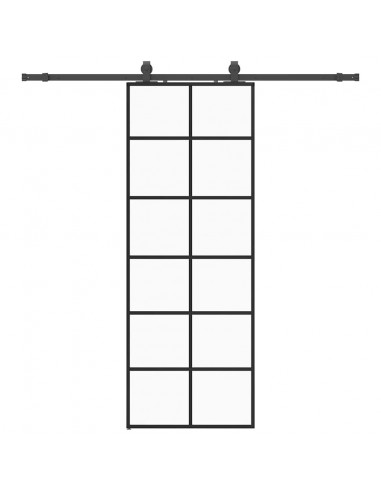 Porta Scorrevole con Ferramenta Nera 76x205 cm in Vetro ESG