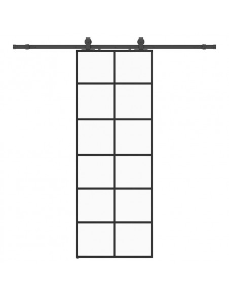 Porta Scorrevole con Ferramenta Nera 76x205 cm in Vetro ESG