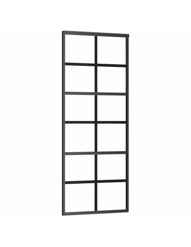 Porta Scorrevole con Ferramenta Nera 76x205 cm in Vetro ESG