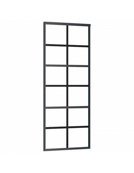 Porta Scorrevole con Ferramenta Nera 76x205 cm in Vetro ESG