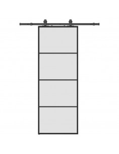 Porta Scorrevole con Ferramenta Nera 76x205 cm in Vetro ESG 2