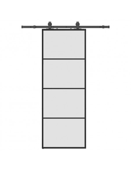 Porta Scorrevole con Ferramenta Nera 76x205 cm in Vetro ESG