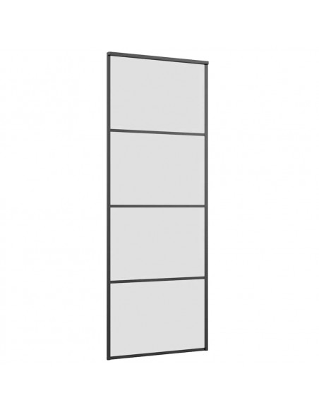 Porta Scorrevole con Ferramenta Nera 76x205 cm in Vetro ESG