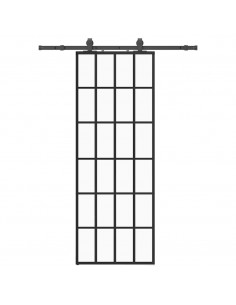 Porta Scorrevole con Ferramenta Nera 76x205 cm in Vetro ESG 2