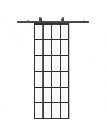 Porta Scorrevole con Ferramenta Nera 76x205 cm in Vetro ESG