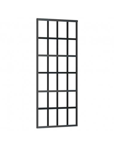 Porta Scorrevole con Ferramenta Nera 76x205 cm in Vetro ESG