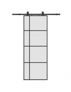 Porta Scorrevole con Ferramenta Nera 76x205 cm in Vetro ESG 2
