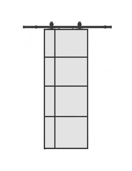 Porta Scorrevole con Ferramenta Nera 76x205 cm in Vetro ESG