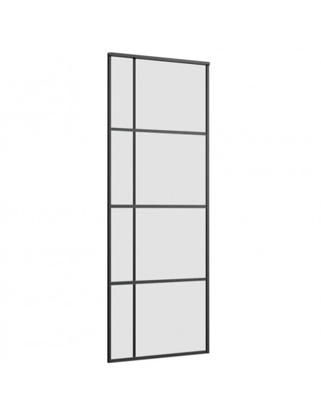 Porta Scorrevole con Ferramenta Nera 76x205 cm in Vetro ESG