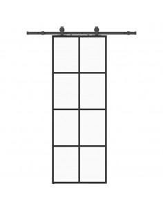 Porta Scorrevole con Ferramenta Nera 76x205 cm in Vetro ESG 2