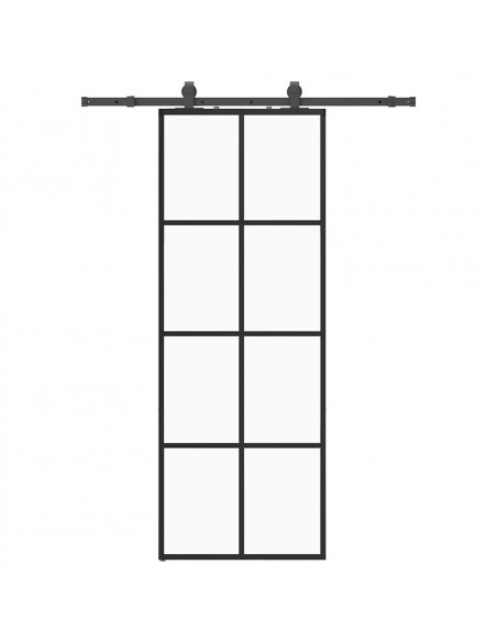 Porta Scorrevole con Ferramenta Nera 76x205 cm in Vetro ESG