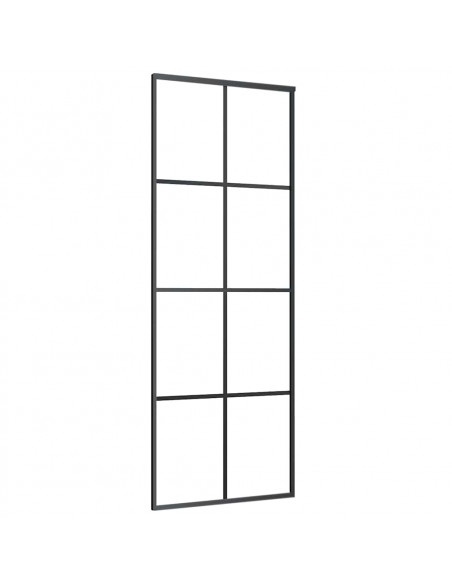 Porta Scorrevole con Ferramenta Nera 76x205 cm in Vetro ESG