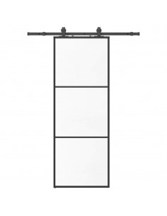 Porta Scorrevole con Ferramenta Nera 76x205 cm in Vetro ESG 2