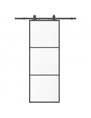 Porta Scorrevole con Ferramenta Nera 76x205 cm in Vetro ESG