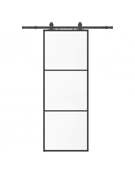 Porta Scorrevole con Ferramenta Nera 76x205 cm in Vetro ESG