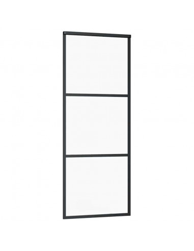 Porta Scorrevole con Ferramenta Nera 76x205 cm in Vetro ESG