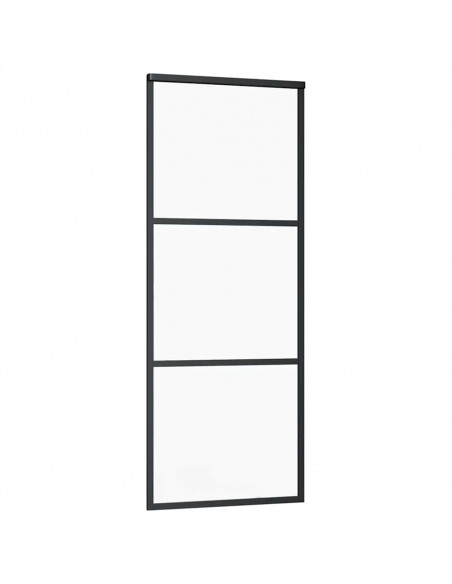 Porta Scorrevole con Ferramenta Nera 76x205 cm in Vetro ESG