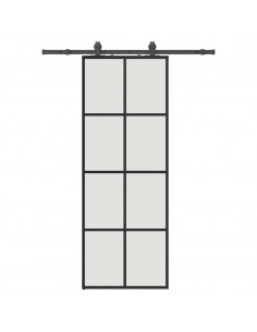 Porta Scorrevole con Ferramenta Nera 76x205 cm in Vetro ESG 2