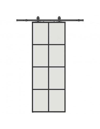 Porta Scorrevole con Ferramenta Nera 76x205 cm in Vetro ESG