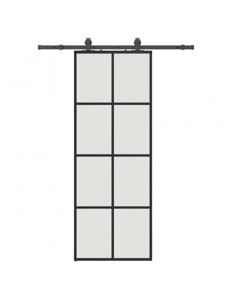 Porta Scorrevole con Ferramenta Nera 76x205 cm in Vetro ESG