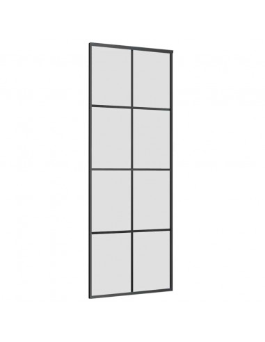 Porta Scorrevole con Ferramenta Nera 76x205 cm in Vetro ESG