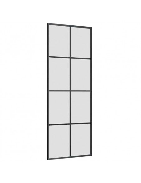 Porta Scorrevole con Ferramenta Nera 76x205 cm in Vetro ESG