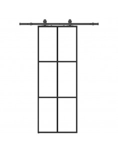 Porta Scorrevole con Ferramenta Nera 76x205 cm in Vetro ESG 2