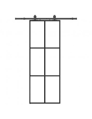 Porta Scorrevole con Ferramenta Nera 76x205 cm in Vetro ESG