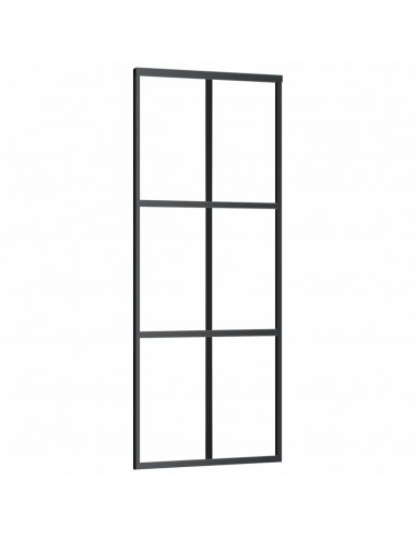 Porta Scorrevole con Ferramenta Nera 76x205 cm in Vetro ESG