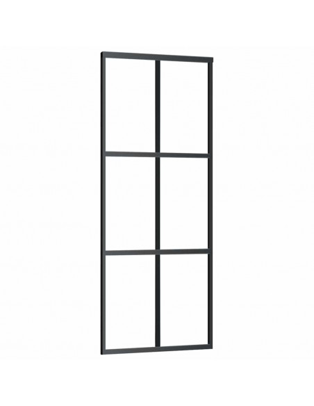 Porta Scorrevole con Ferramenta Nera 76x205 cm in Vetro ESG