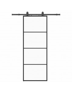 Porta Scorrevole con Ferramenta Nera 76x205 cm in Vetro ESG 2