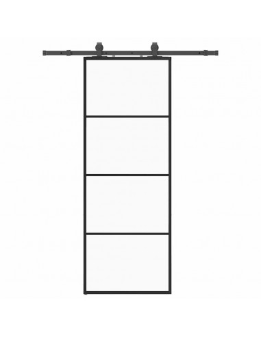 Porta Scorrevole con Ferramenta Nera 76x205 cm in Vetro ESG