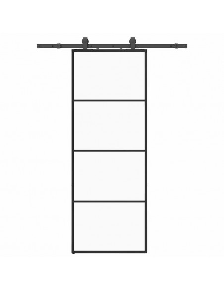Porta Scorrevole con Ferramenta Nera 76x205 cm in Vetro ESG