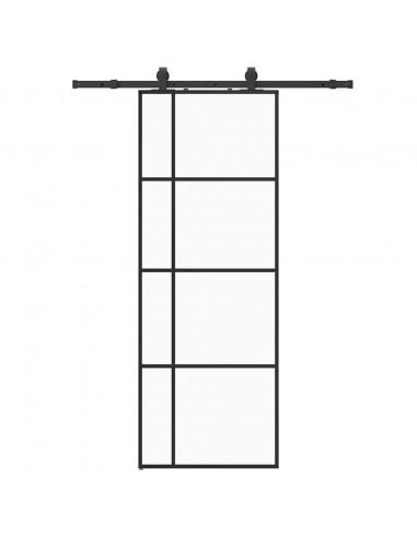 Porta Scorrevole con Ferramenta Nera 76x205 cm in Vetro ESG