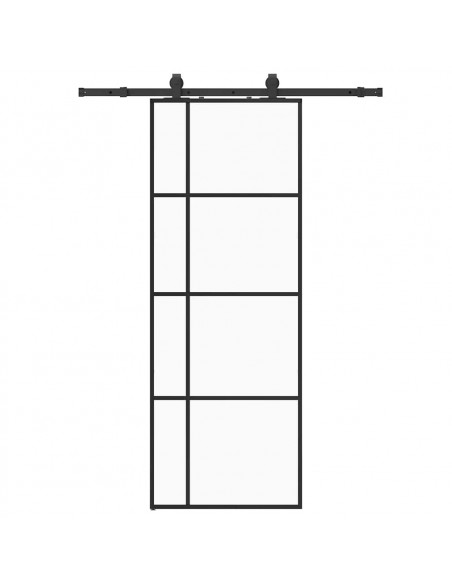 Porta Scorrevole con Ferramenta Nera 76x205 cm in Vetro ESG