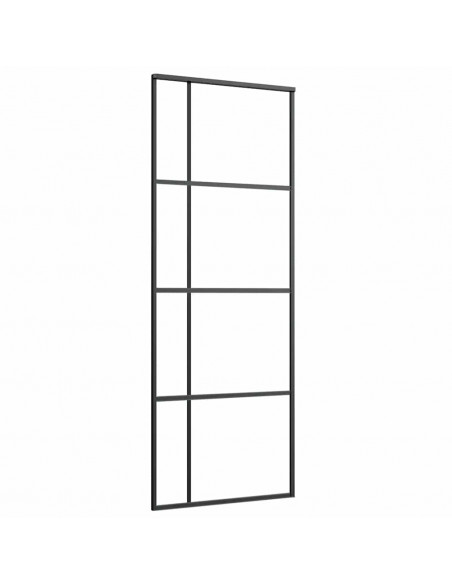 Porta Scorrevole con Ferramenta Nera 76x205 cm in Vetro ESG
