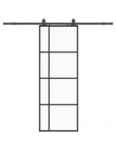 Porta Scorrevole con Ferramenta Nera 76x205 cm in Vetro ESG 2