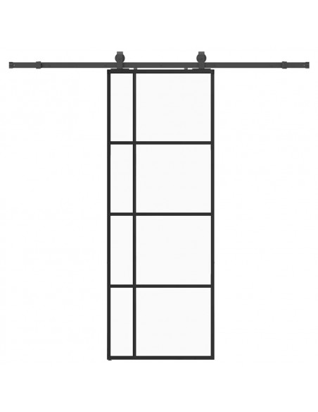 Porta Scorrevole con Ferramenta Nera 76x205 cm in Vetro ESG