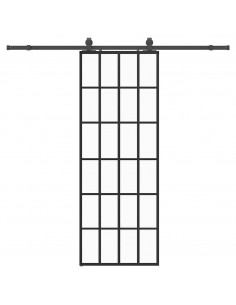 Porta Scorrevole con Ferramenta Nera 76x205 cm in Vetro ESG 2