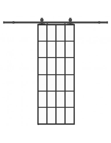 Porta Scorrevole con Ferramenta Nera 76x205 cm in Vetro ESG