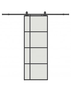 Porta Scorrevole con Ferramenta Nera 76x205 cm in Vetro ESG 2