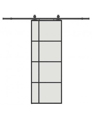 Porta Scorrevole con Ferramenta Nera 76x205 cm in Vetro ESG