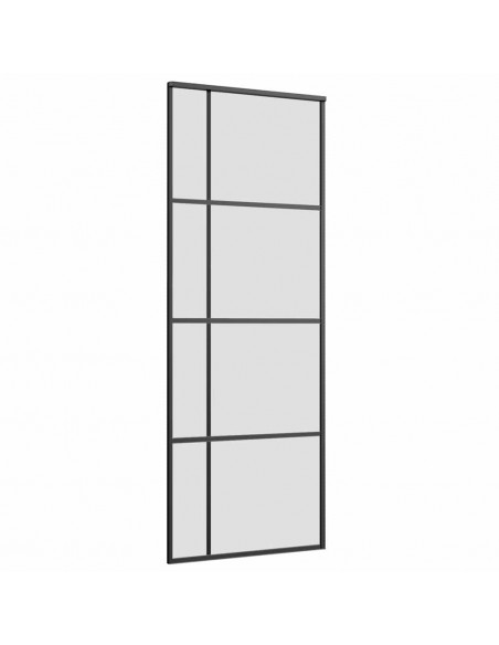 Porta Scorrevole con Ferramenta Nera 76x205 cm in Vetro ESG