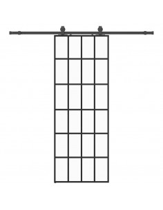 Porta Scorrevole con Ferramenta Nera 76x205 cm in Vetro ESG 2