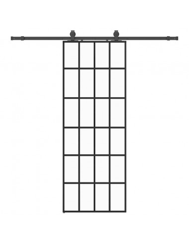 Porta Scorrevole con Ferramenta Nera 76x205 cm in Vetro ESG