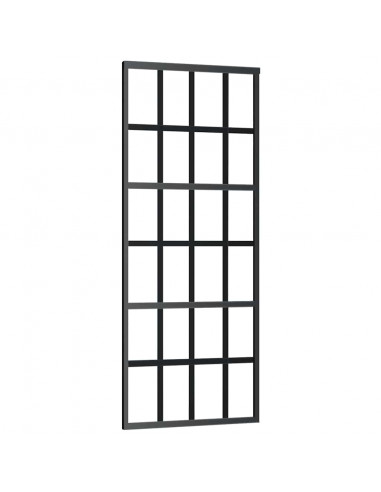 Porta Scorrevole con Ferramenta Nera 76x205 cm in Vetro ESG