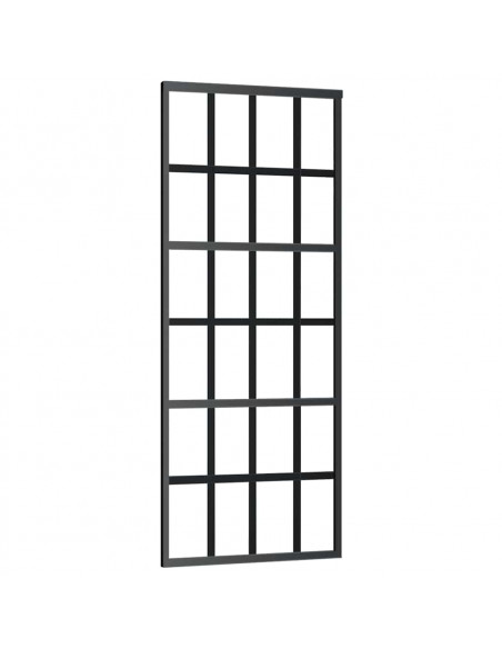 Porta Scorrevole con Ferramenta Nera 76x205 cm in Vetro ESG