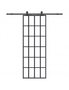 Porta Scorrevole con Ferramenta Nera 76x205 cm in Vetro ESG 2